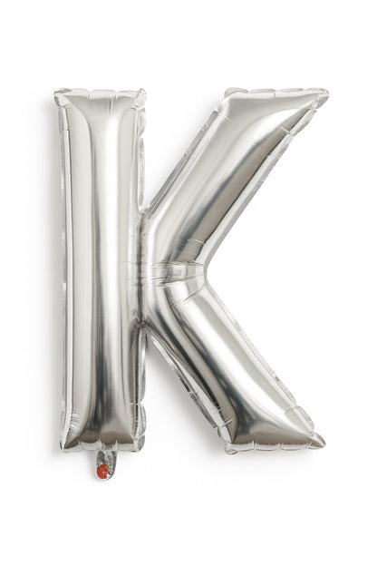 Balon folie litera K argintiu, 35 cm, decor aniversari si petreceri, 1 buc