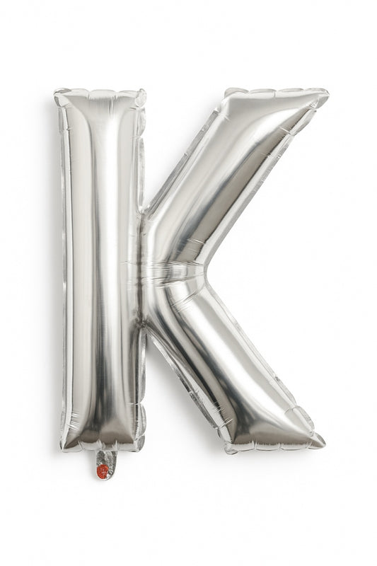 Balon folie litera K argintiu, 35 cm, decor aniversari si petreceri, 1 buc