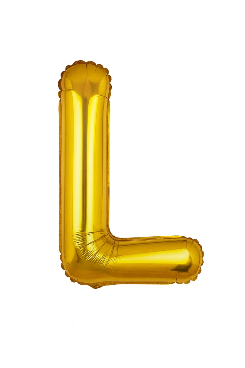 Balon folie litera L auriu, 35 cm, decor aniversar si petreceri, 1 buc
