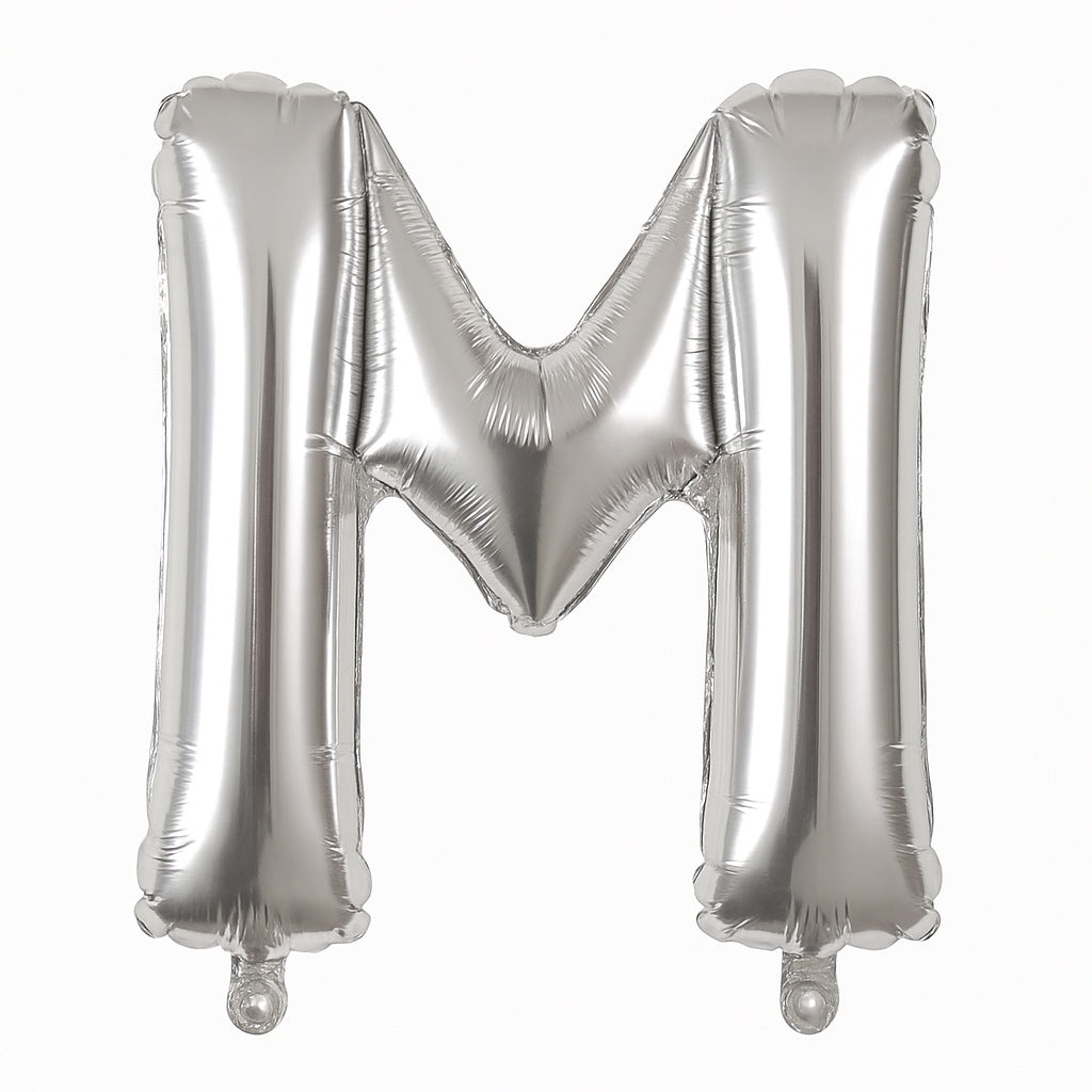 Balon folie litera M argintiu, 35 cm, decor aniversari si petreceri, 1 buc