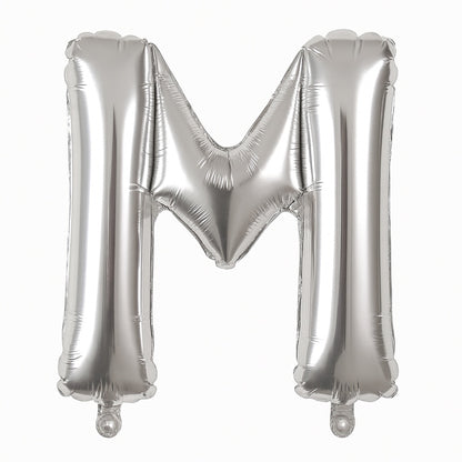 Balon folie litera M argintiu, 35 cm, decor aniversari si petreceri, 1 buc