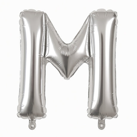 Balon folie litera M argintiu, 35 cm, decor aniversari si petreceri, 1 buc