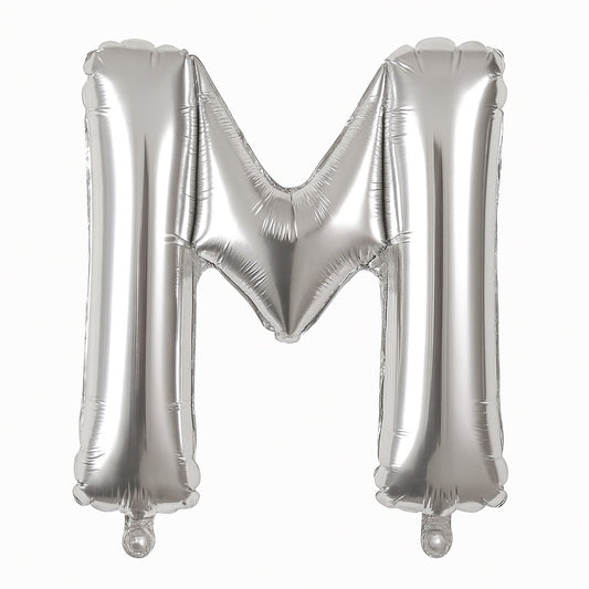Balon folie litera M argintiu, 35 cm, decor aniversari si petreceri, 1 buc