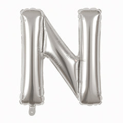 Balon folie litera N argintiu, 35 cm, decor petreceri si aniversari, 1 buc