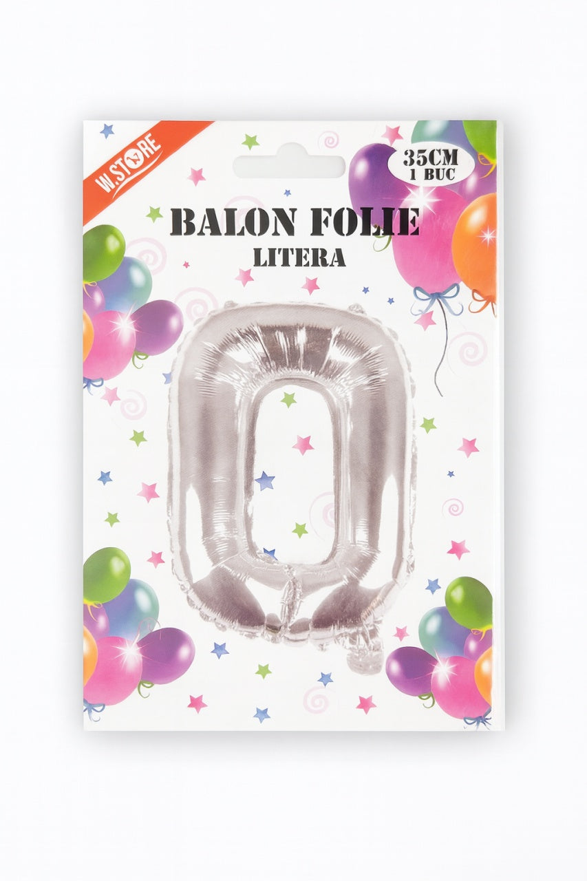 Balon folie litera O argintiu, 35 cm, decor petreceri si aniversari, 1 buc