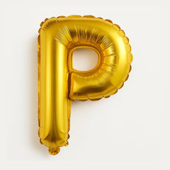 Balon folie litera P auriu, 35 cm, decor aniversar si petreceri, 1 buc