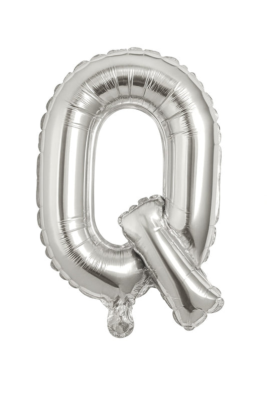 Balon folie litera Q argintiu, 35 cm, decor petreceri si aniversari, 1 buc