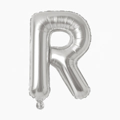 Balon folie litera R argintiu, 35 cm, decor aniversar si petreceri, 1 buc