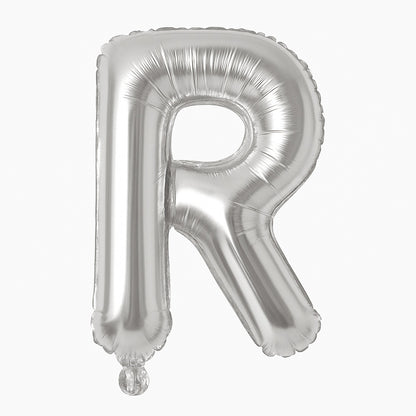 Balon folie litera R argintiu, 35 cm, decor aniversar si petreceri, 1 buc