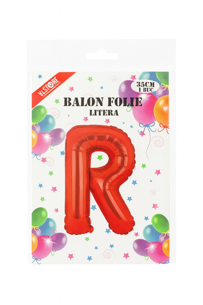 Balon folie litera R rosu, 35 cm, decor aniversar si petreceri, 1 buc
