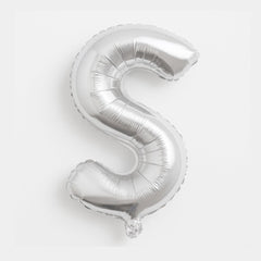 Balon folie litera S argintiu, 35 cm, decor aniversar si petreceri, 1 buc