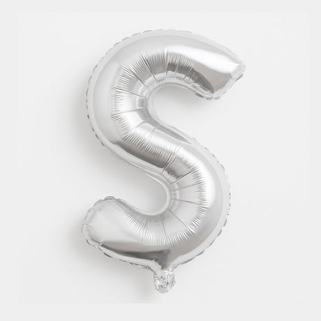 Balon folie litera S argintiu, 35 cm, decor aniversar si petreceri, 1 buc