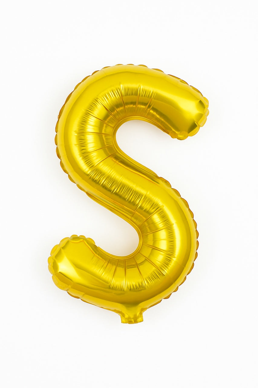 Balon folie litera S auriu, 35 cm, decor aniversar si petreceri, 1 buc