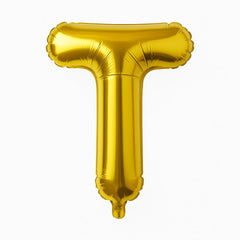 Balon folie litera T auriu, 35 cm, decor aniversar si petreceri, 1 buc