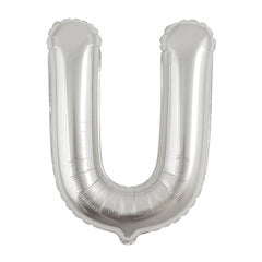 Balon folie litera U argintiu, 35 cm, pentru aniversari si decor, 1 buc
