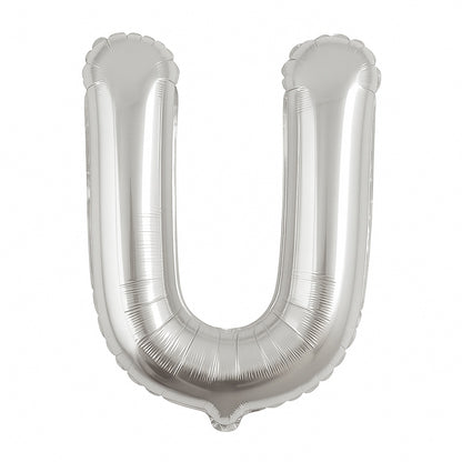 Balon folie litera U argintiu, 35 cm, pentru aniversari si decor, 1 buc