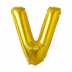 Balon folie litera V auriu, 35 cm, pentru aniversari si decor, 1 buc