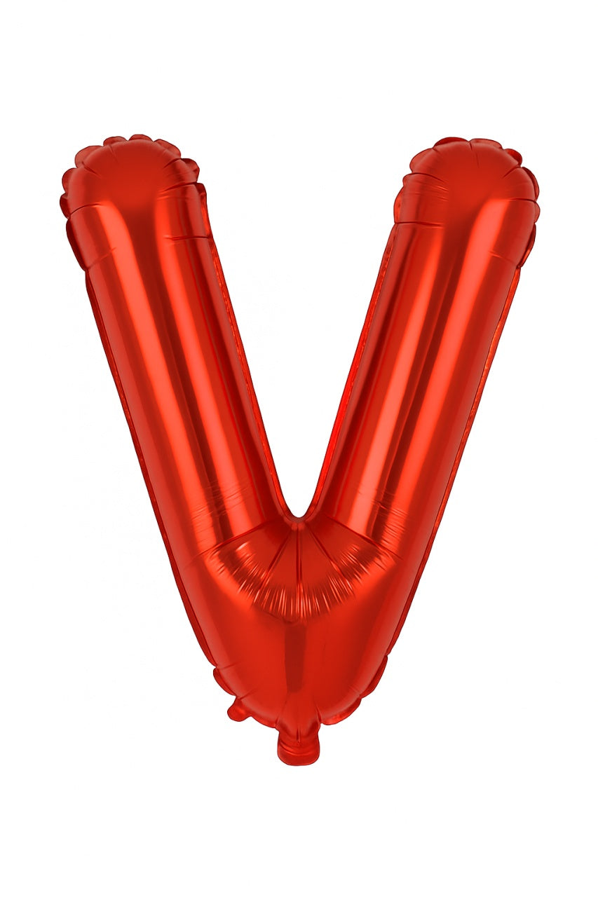 Balon folie litera V rosu, 35 cm, decor aniversar si petreceri, 1 buc