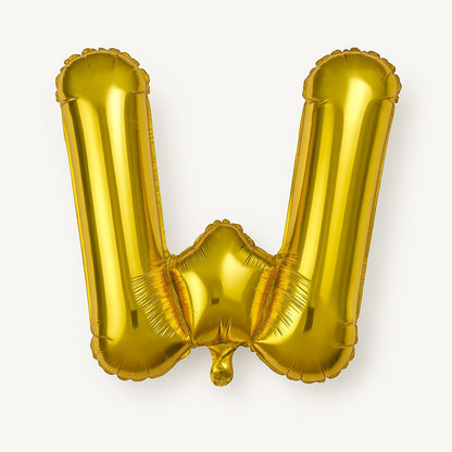 Balon folie litera W auriu, 35 cm, decor aniversar si petreceri, 1 buc