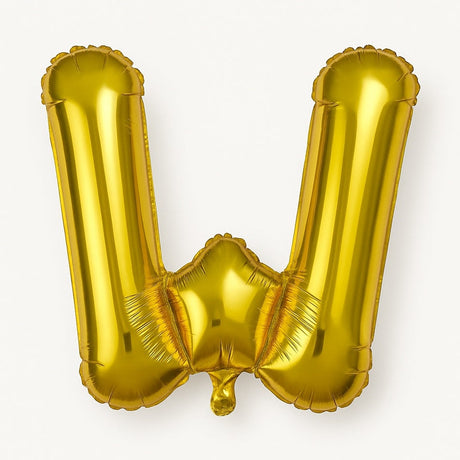 Balon folie litera W auriu, 35 cm, decor aniversar si petreceri, 1 buc