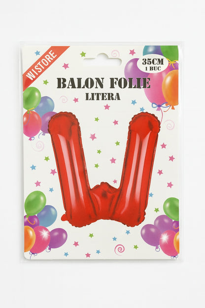 Balon folie litera W rosu, 35 cm, decor aniversar si petreceri, 1 buc
