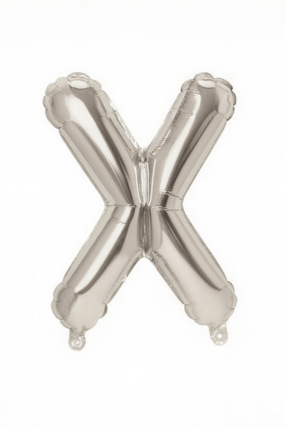 Balon folie litera X argintiu, 35 cm, decor petreceri si aniversari, 1 buc