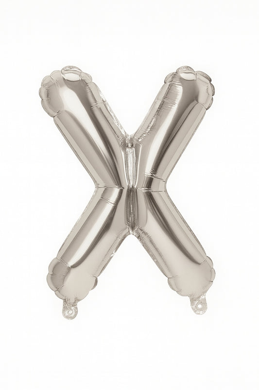 Balon folie litera X argintiu, 35 cm, decor petreceri si aniversari, 1 buc