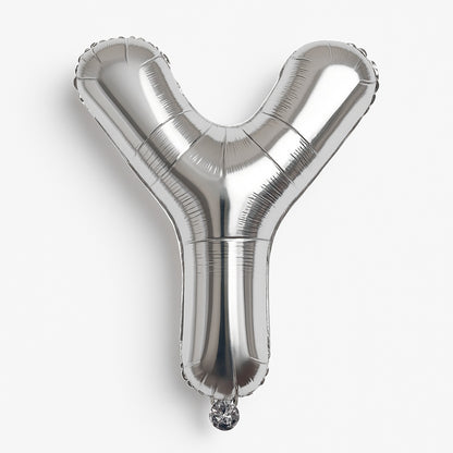 Balon folie litera Y argintiu, 35 cm, decor petreceri si aniversari, 1 buc