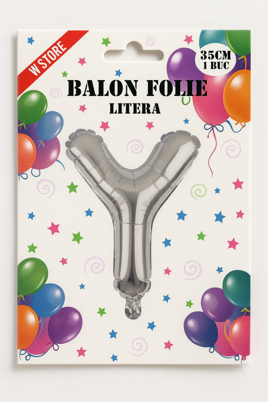 Balon folie litera Y argintiu, 35 cm, decor petreceri si aniversari, 1 buc