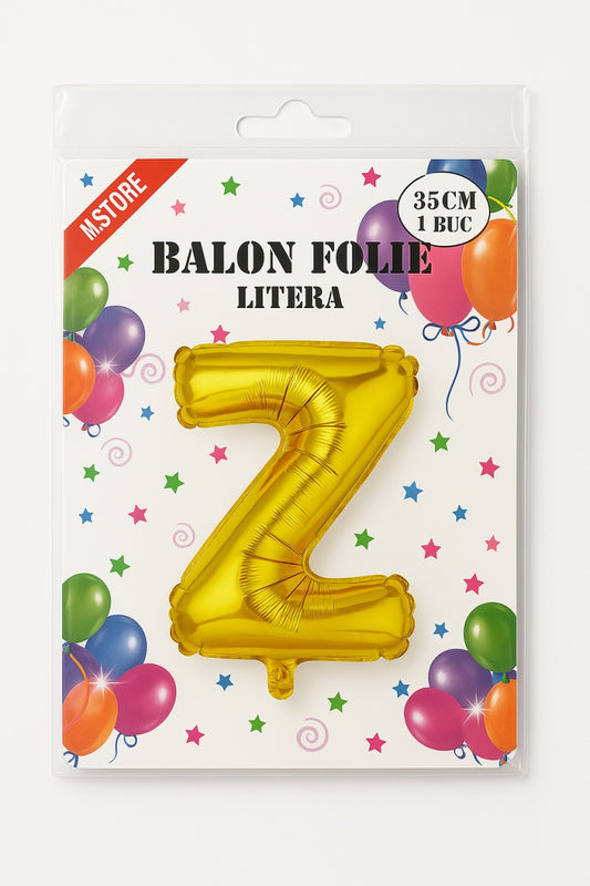 Balon folie litera Z auriu, 35 cm, decor aniversar si petreceri, 1 buc