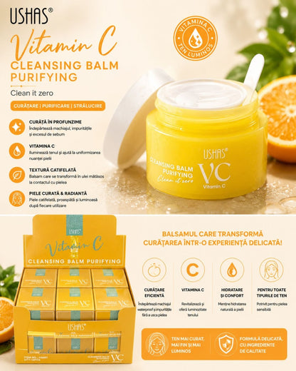 Balsam Demachiant cu Vitamina C Ushas Cleansing Balm Purifying – Curățare Profundă