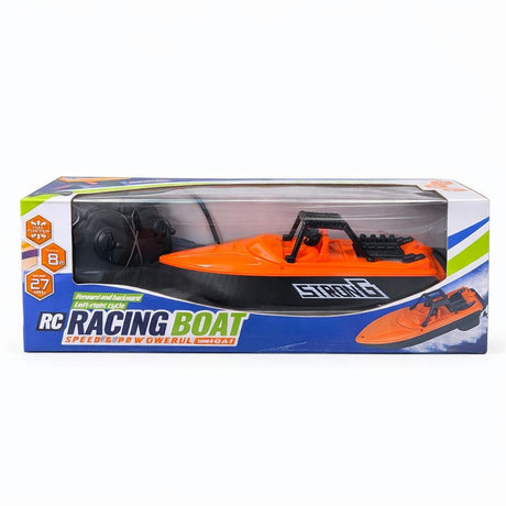 Barca cu telecomanda, portocalie, waterproof, control complet, 23 cm