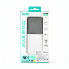 Baterie externă Hongyu 12000 mAh cu cabluri integrate și display LED, încărcare rapidă 2.1A, negru