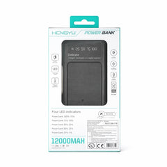 Baterie externa Hongyu HY-53 12000 mAh cu panou solar, cabluri integrate 4-în-1, încărcare rapidă 66W, display LED