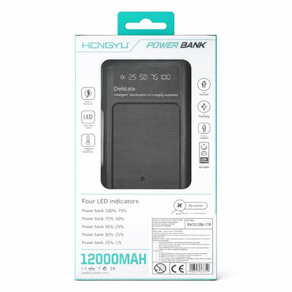 Baterie externa Hongyu HY-53 12000 mAh cu panou solar, cabluri integrate 4-în-1, încărcare rapidă 66W, display LED