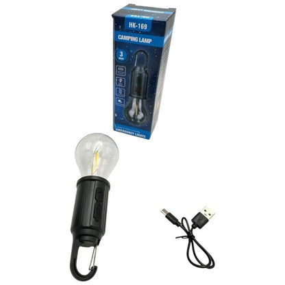 Bec portabil LED 3W cu incarcare rapida USB Type-C , autonomie 24h, 220V, soclu E27, lumina calda, clasa A, plastic durabil,