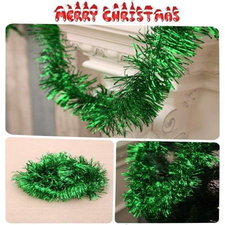 Beteala Craciun Verde Stufos 6 cm, 190 cm Lungime , Decor Brad Festiv