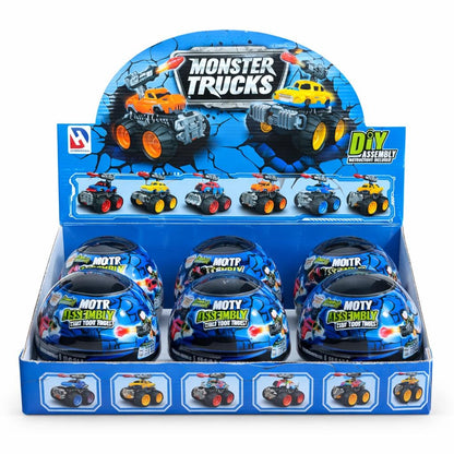 Bila Blindbox DIY Monster Truck cu masinuta surpriza, 12 cm, modele colectionabile