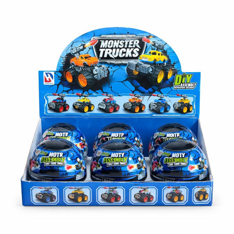Bila Blindbox DIY Monster Truck cu masinuta surpriza, 12 cm, modele colectionabile