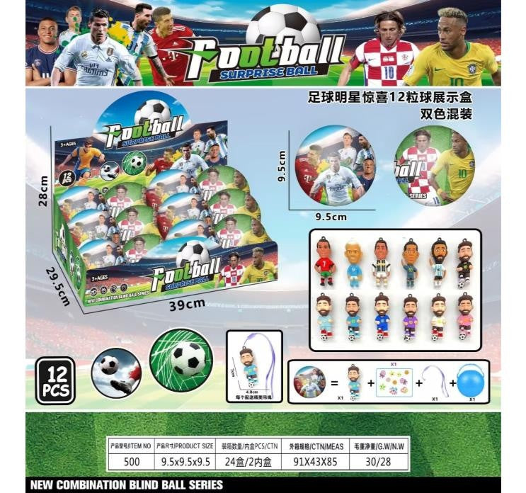 Bila cu surpriza fotbal 9.5 cm cu figurina , model aleator
