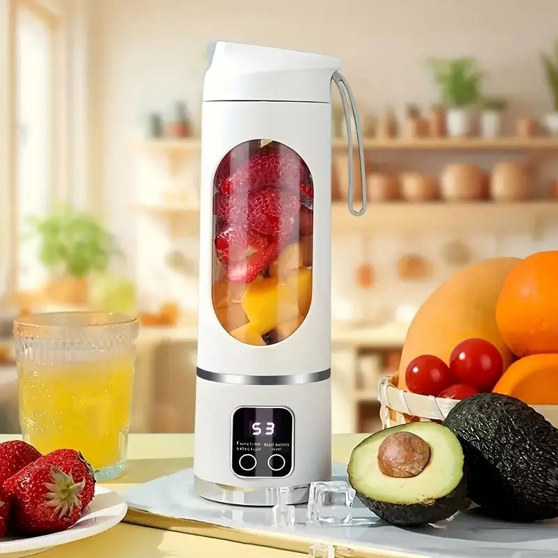 Blender portabil electric 450ml pentru smoothie si shake, reincarcabil USB Type-C, alb