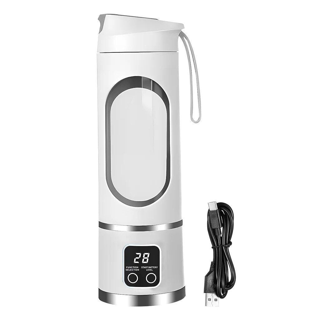 Blender portabil electric 450ml pentru smoothie si shake, reincarcabil USB Type-C, alb