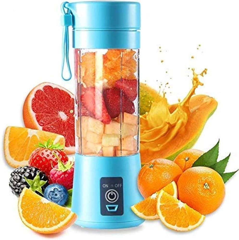 Blender portabil electric pentru smoothie si sucuri, reincarcabil USB 2000mAh, albastru