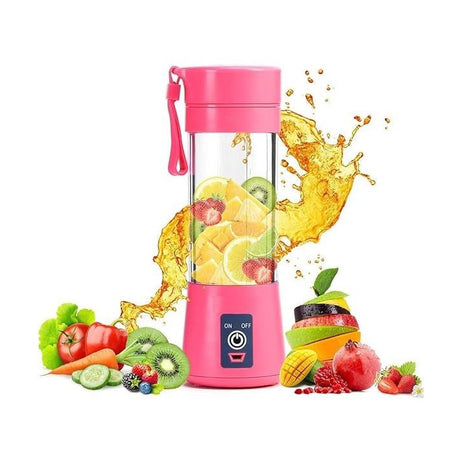 Blender portabil electric pentru smoothie si sucuri, reincarcabil USB 2000mAh, roz