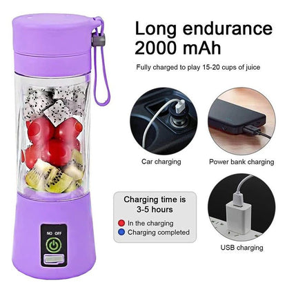 Blender portabil electric pentru smoothie si sucuri, reincarcabil USB 2000mAh, mov