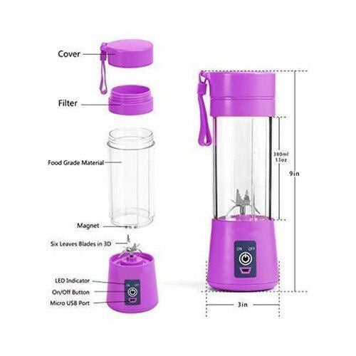 Blender portabil electric pentru smoothie si sucuri, reincarcabil USB 2000mAh, mov
