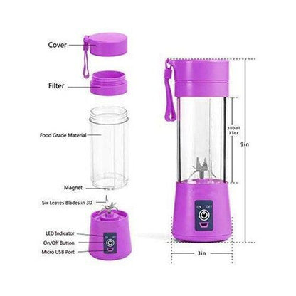 Blender portabil electric pentru smoothie si sucuri, reincarcabil USB 2000mAh, mov