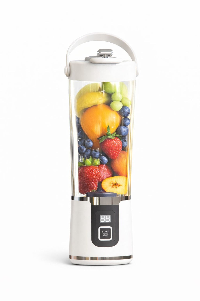 Blender portabil electric pentru sucuri, plastic, culoare Alb