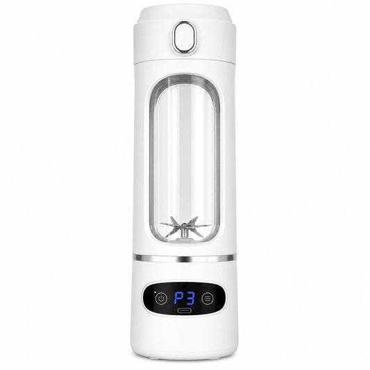 Blender portabil USB pentru smoothie 600ml, 12 lame inox, afisaj digital, alb