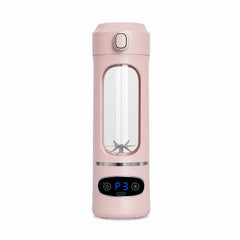 Blender portabil USB pentru smoothie 600ml, 12 lame inox, afisaj digital, roz